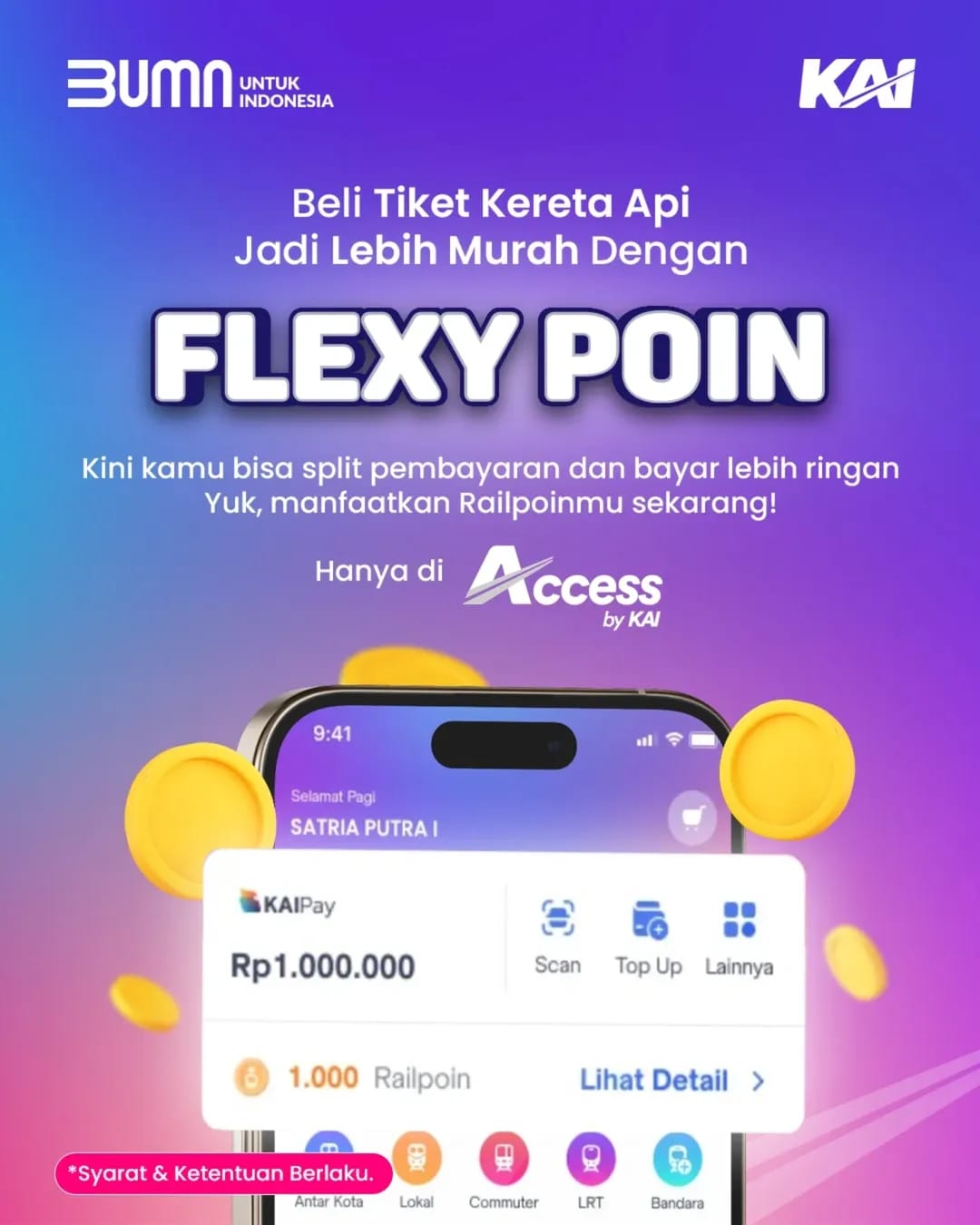 KAI Flexy Poin Solusi Modern, Railpoin Kini Bisa Digunakan untuk Semua Jenis Pembayaran Tiket